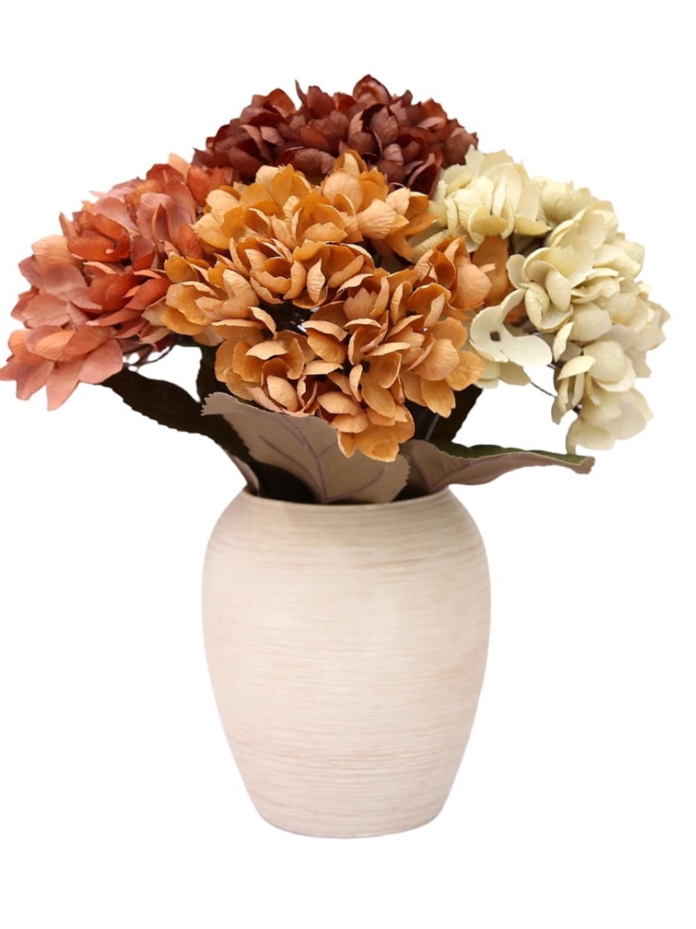 My Texas House Fall Faux Hydrangea Floral Arrangement in Ceramic Vase Multicolor